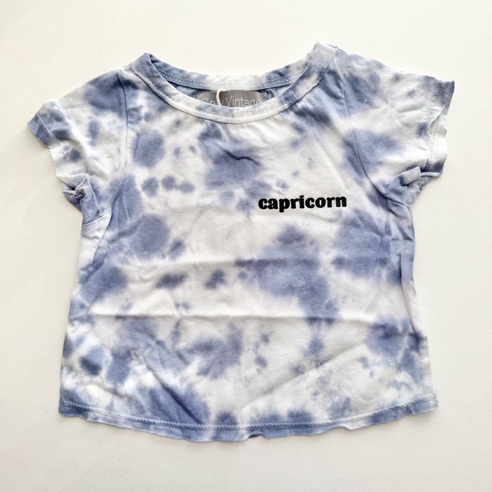🦋 3/$15 Tie-dye Pink & Peach Baby T-Shirt with Capricorn Design